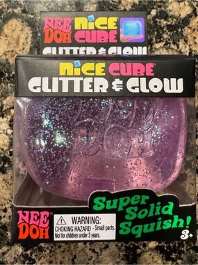 NeeDoh Nice Cube Glitter & Glow Super Solid Squish - Purple